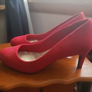 Red suede heels - size 9.5W